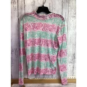 Teddy Fresh Women's multi-Shirt Long Sleeve Size Large Pink/Green NWT